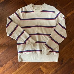 Vintage LLBean cream/navy/red striped 100% cotton pullover sweatshirt